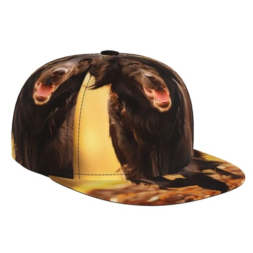 Trotting Flat Coated Retrievers Paw Print Baseball Cap Comfortable Hat Breathable Mesh Sports Golfing Outdoor Fashion Wear Black