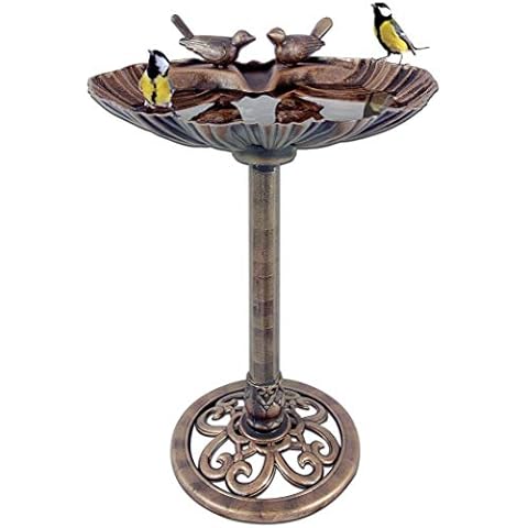 Garden Creations | Plastic Bronze Metal Effect | Clam Shell Design Bird Bath | Weatherproof Garden Feature | 53 x 40 x 80cm Cover