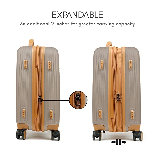 Image of THE CLOWNFISH Kenzo Series Expandable Luggage ABS & Polycarbonate Exterior Hard Case Suitcase 8 Spinner Wheel Trolley Bag with TSA Lock- Champagne (Small size, 54 cm-21 inch)