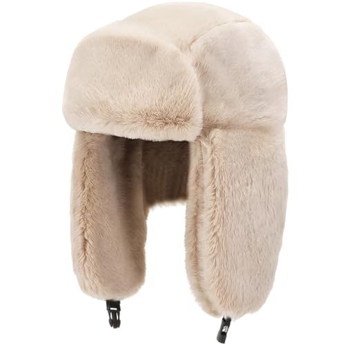 Trapper Hat For Winter, Plush Ski Cap, Windproof Furry Headgear For Outdoor Cold Weather