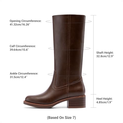 Image of DREAM PAIRS Women's Mid Calf Riding Boots Square Toe Retro Banana Boots Chunky Block Heel Pull-On Fashion Boots