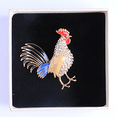 kowaku Broche de Galo Strass Lutador de Galo Broche de Aniversário Do Zodíaco