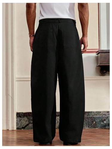 Men's Wide Leg Dress Pants Zipper Fly Pleated Baggy Suit Pants Casual Business Trousers with Pockets Slacks for Men2