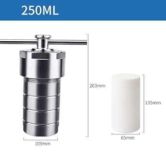Hydrothermal Synthesis Autoclave Reactor w/PTFE Lined 250ml