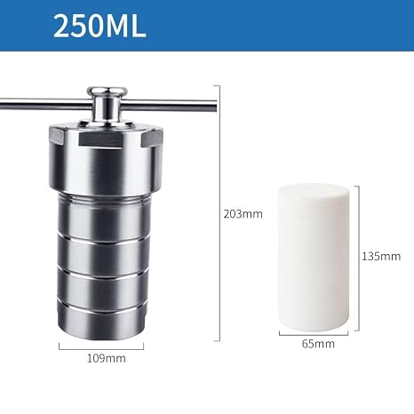 Hydrothermal Synthesis Autoclave Reactor w/PTFE Lined 250ml