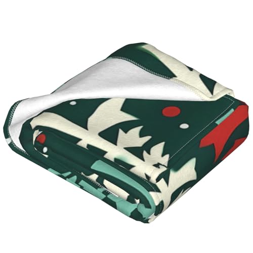 Couverture en micro polaire avec imprimé sapin de Noël plaid chaud pour lit