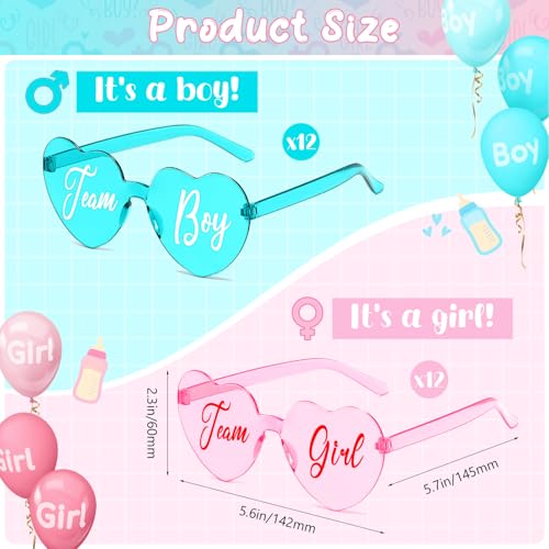Pibupibu 24 Pcs Gender Reveal Glasses Blue Pink Sunglasses Bulk Team Girl or Boy for Gender Reveal Decor Glasses Party Favors2