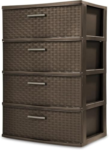 Wide Weave Tower Espresso,4 Drawer