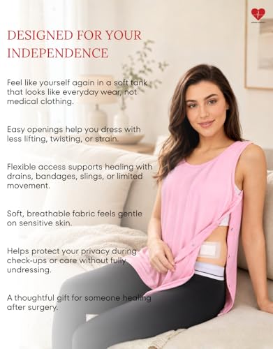 Image of Inspired Comforts Post Surgery Mastectomy Recovery Tank Top with Drain Pocket & Snap-Access