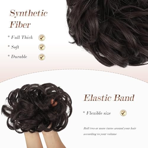 Image of Messy Bun Hair Piece synthetic Hair, Curly Hair Extensions synthetic Hair Scrunchies Hair Bun Hair bun extensions for Women Girls Ponytail curly messy bun