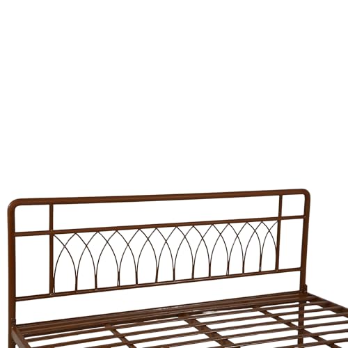 Image of Jexx Metal King Size Bed Without Storage | Wrought Iron Double Bed with Headboard & Footboard | Sturdy Powder Coated Platform Bed King Size Cot for BedroomLivingRoom Brown (75x72)