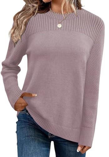 FEKOAFE Womens Sweaters 2025 Fall Winter Long Sleeve Sweater Lightweight Tops Trendy Pullovers