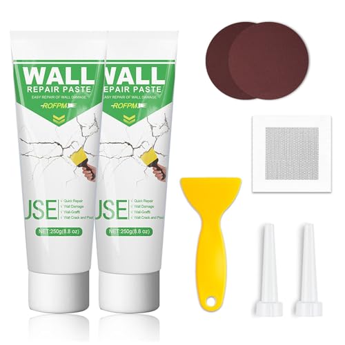 Kit de reparación de pared profesional, relleno para paredes, agente de muro con raspador de pared y extensor de boquilla, parche de pared autoadhesivo, relleno de pared, mezclado para agujeros
