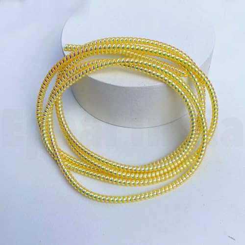 Image of J'TTON Spiral Metallic Color (2 Pcs) 1.2 Meters Each-Full Size Cable Cord Charger Protector Winder for iPhone & Android USB Charging Cables, Earphones, Lightning Cable (Golden)