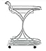 Coaster Home Furnishings Elfman 2-Tier Glass Shelf Metal Bar Cart White and Chrome 910002