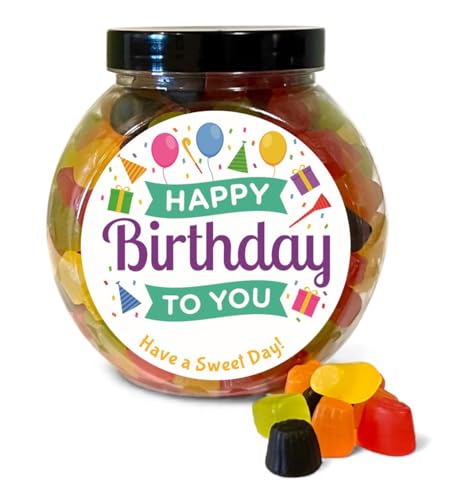 Happy Birthday Midget Gems Favourite Sweet Choices Gift with Fun Design (Cookie Jar 600g)
