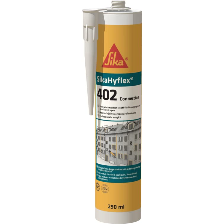 Sika Hyflex 402 Connection - Sellador elástico de alto rendimiento sostenible a base de STP para juntas de conexión, 290 ml (sustituye a Sikaflex AT Connection), color gris hormigón