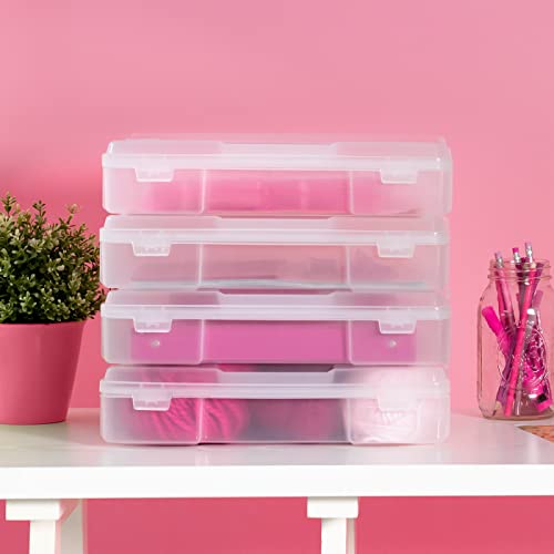 Iris Usa 6 Pack Clear Scrapbook Paper Storage Boxes, Portable Craft And Art Project Case For 12 X 12 File Paper, Plastic Storage Box Office Documents Holder #TOP5
