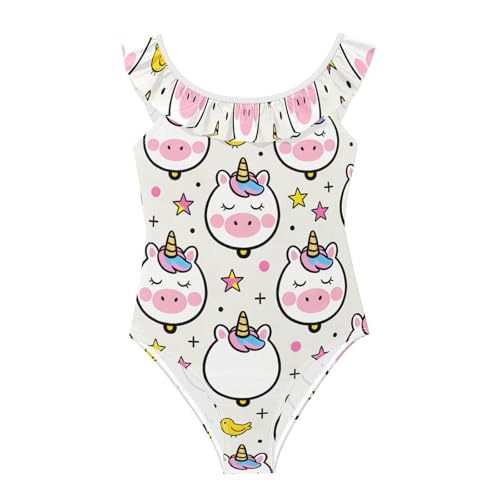 Maillot de bain licorne fille blanc arc-en-ciel léger une pièce