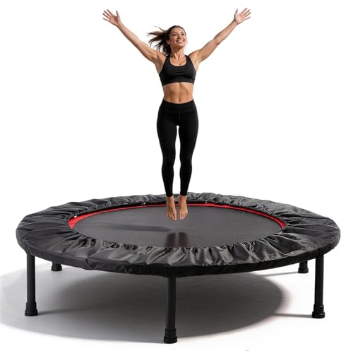 Image of Rebounder Trampoline for Adults, 40 inch /50 inch Foldable Spring Fitness Trampoline - 450 lbs Capacity, Quiet & Stable Indoor /Outdoor Exercise Equipment for Cardio Workout