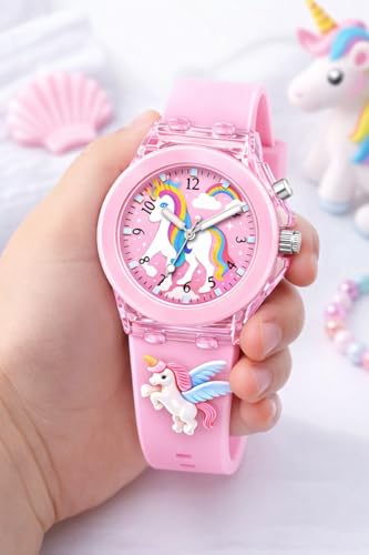 Image of ALNA-TURA Gifts For Kids Girls | Combo Pink Stylish Modern Fashionable Unicorn Watch, Cute Pink Sunglasses and Crystal Bracelet | Best Birthday Return Gift Set for Baby Children | For Age 3 to 12 Years