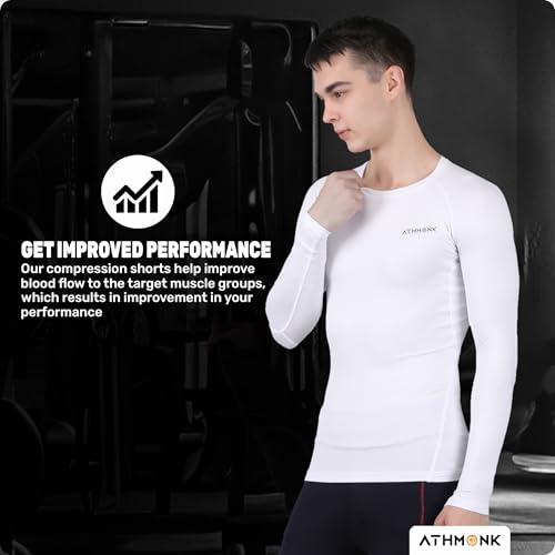 Image of Compression T-Shirt Vest Upper Body Shaper for Men Boys Branded - 4-Way Stretch Lycra Fabric - Workout Gym Cricket Running Football Sports Training - Keep Dry Tight Skin Fit - Round Neck