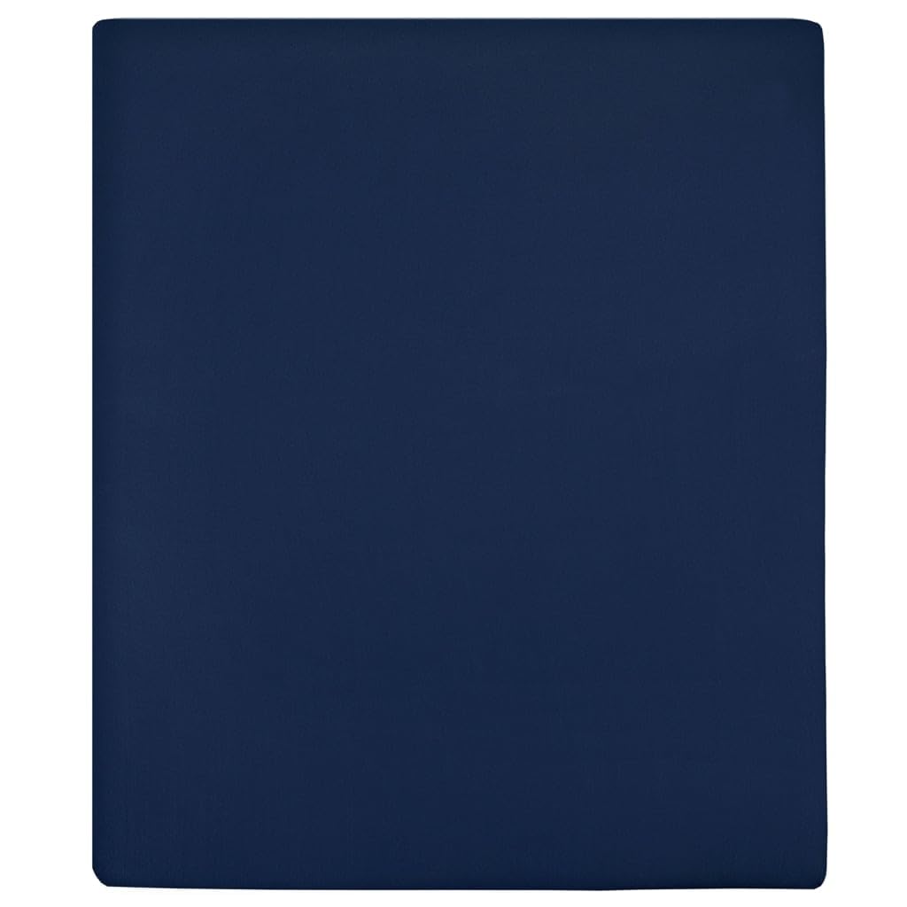 Drap-housse 100 % coton jersey bleu marine de qualité supérieure pour literie 180 x 200 cm