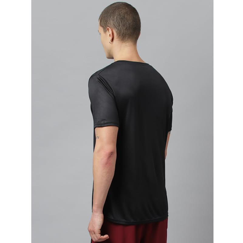 ATICX Slim Fit Pack of 2 Polyester Sports T-Shirts for Men - Round Neck Quick Dry Half Sleeve Breathable Stylish Gym & Workout Combo Tee for Running, Cycling, Football, Swimming, Black & Yellow, L - Image 5 thumbnail