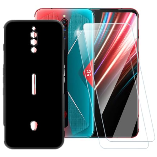 Funda TPU Impresa + 2 Protectores de Pantalla de Vidrio Templado Compatible con ZTE Nubia Red Magic 5G, Carcasa Artística Delgada Antigolpes, Antirrayaduras, Protección Total
