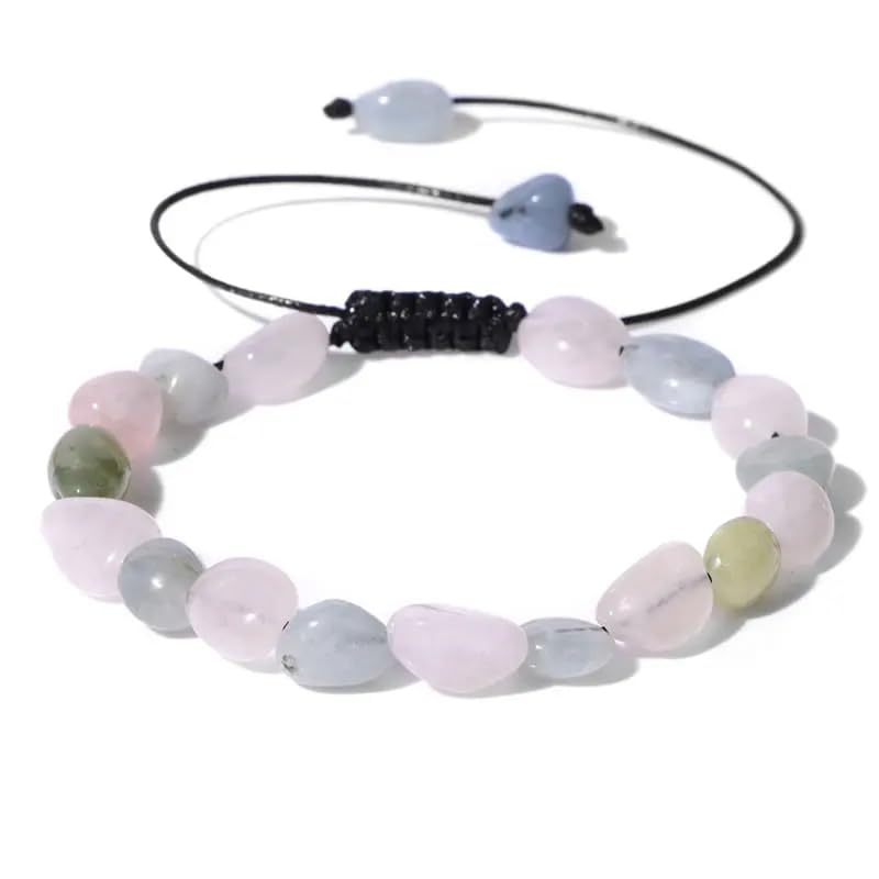 Bracelet tissé grenat naturel réglable et pierres irrégulières de 6-8mm