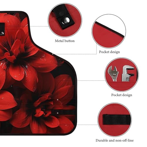Delantal Ajustable con 8 Bolsillos para Herramientas Negro y Rojo miniatura 3