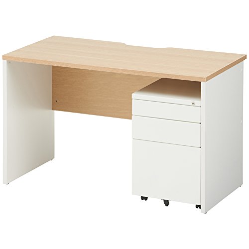 法人様向け オフィスコム ペスパ デスク 幅1200×奥行600×高さ720mm + ワゴン 3段 幅393mm セット ナチュラル PESPA-DKW1206-NA