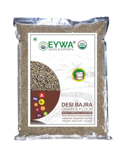 Image of Eywa Organic Bajra whole Garains (2 KG) for eating and cooking | Pearl millet grains | Produce of India from Organic Farms