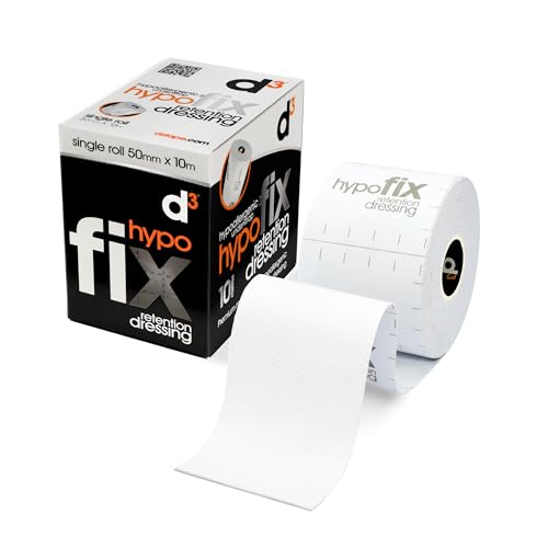 d3 HypoFix Retention Dressing 5cm x 10m 1 Roll Hypoallergenic Medical Fixation Tape Breathable First Aid Adhesive Underwrap for Wounds Sports Injury & Physio Joint Support