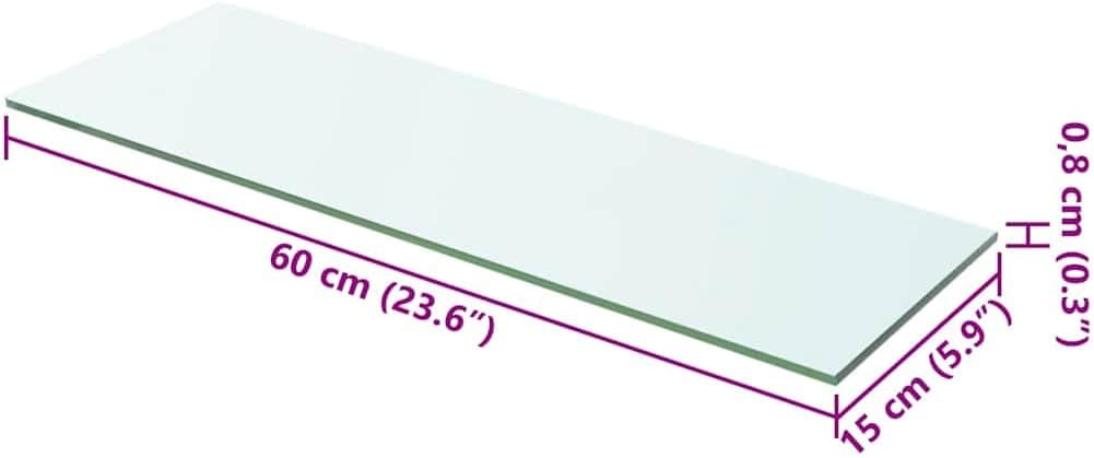 Tempered Glass Shelf Panel 23.6 x 5.9 Inch, Clear Floating Wall Display Board for Bathroom Kitchen Living Room, Heavy Duty Storage Organizer 33 lbs Capacity