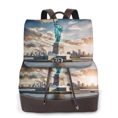 Sac à dos en cuir femme Statue de la Liberté, un style chic de New York au bureau