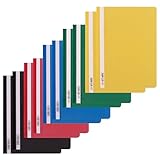 D.RECT Cartelline Trasparenti A4 in PP – Set 10 Pezzi – Cartelle Portadocumenti Senza Foratura con Striscia di Etichettatura – per Ufficio e Scuola