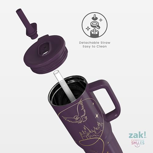 Image of Zak Designs Harry Potter 30oz Spill-Proof Insulated Stainless Steel Tumbler | BPA Free, Silicone Straw, Handle, Cupholder Friendly, Dishwasher Safe, For Office, Home, Travel, Work, Gym, Fitness