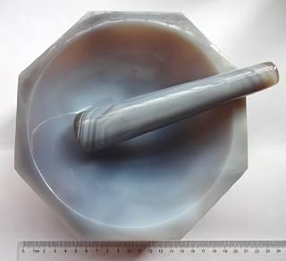 Agate Mortar and Pestle, 7.55", OD=192mm,ID = 160 mm