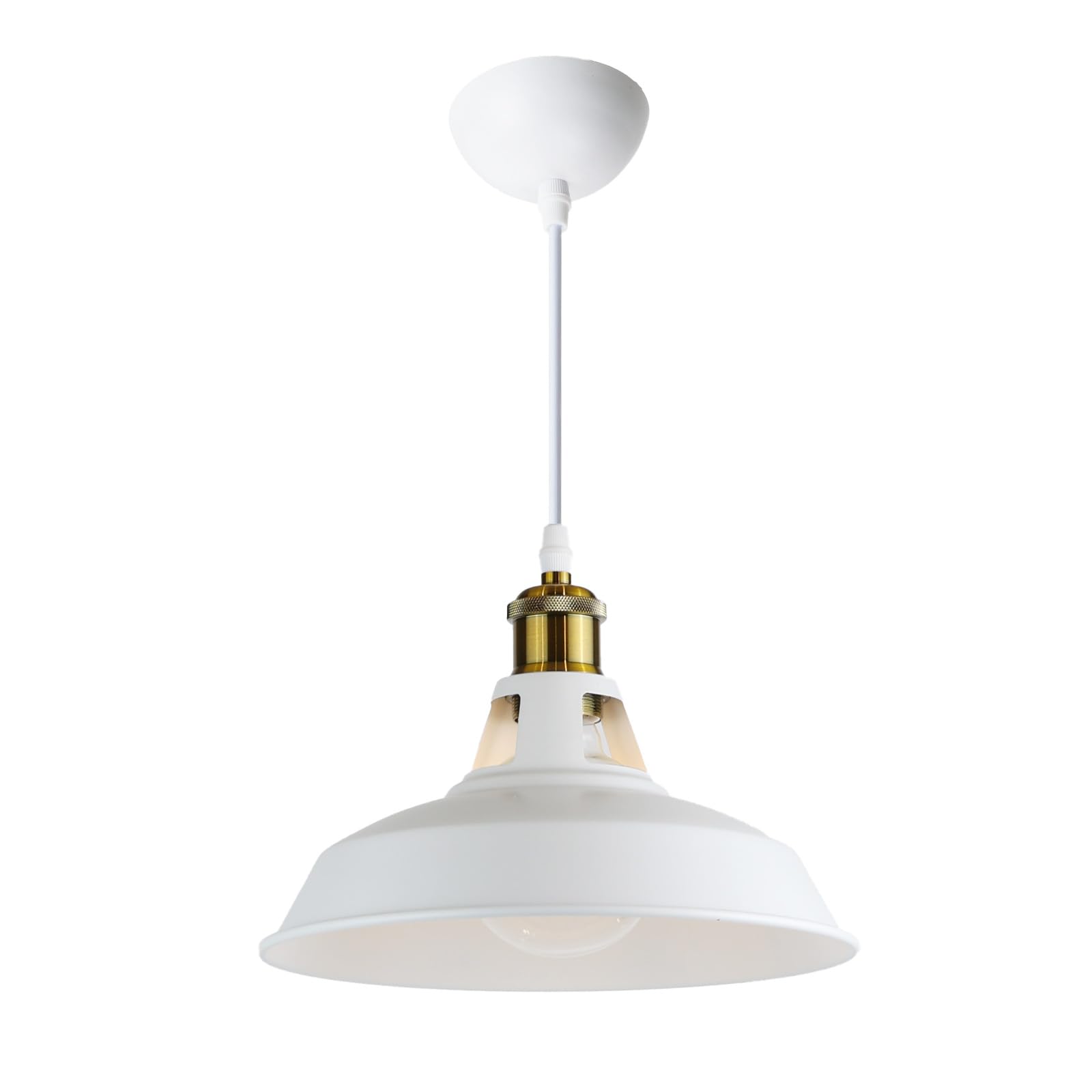 Lámpara de Techo Colgante Blanca CUPLA – Estilo Nordico Industrial Retro Vintage – Pantalla Metálica con Apertura Superior Ø27cm – Iluminación Ambiental y Directa – Casquillo E27