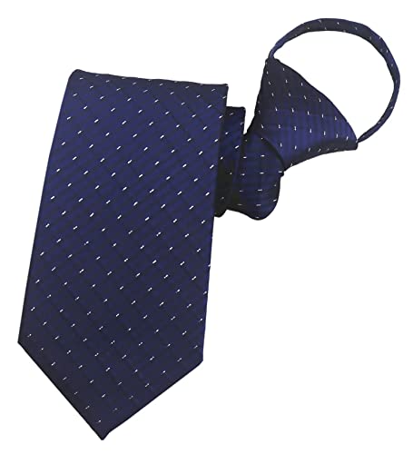 Vizakiss Men's Classic Navy Sliver Pin Dot Zipper Ties Striped Dress Necktie Best Gift for Boyfriend