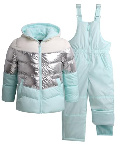 Image of Pink Platinum Girls Snowsuit 2-Piece Insulated Hooded Jacket & Bib
