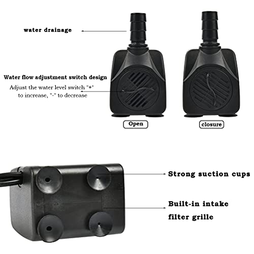 Image of BUYGOO 10Watt 160 GPH Submersible Fountain Pump wiht LED Light Ultra Quiet Small Fountain Water Pump Outdoor for Water Feature, Outdoor Pond, Aquarium fish tanks, Home Decor Fountain