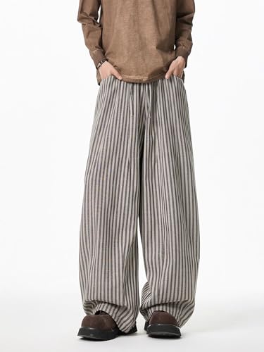 Men's Pants Summer American Retro Wide-Leg Loose Striped Casual Trouser for Men3