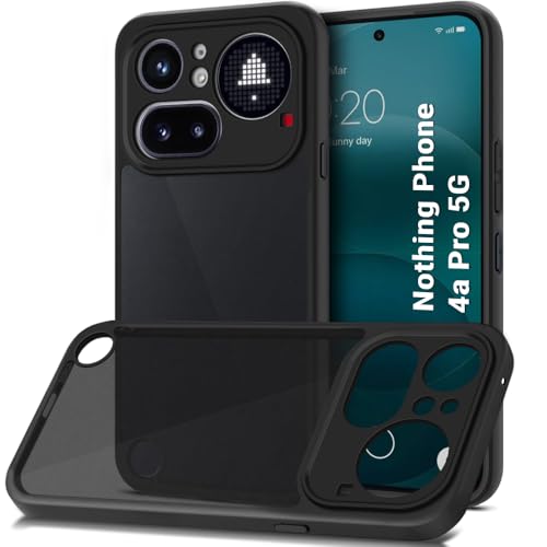 Image of TheGiftKart Hybrid Shockproof Back Cover Case for Nothing Phone 4a Pro 5G | Hard Back Cover Case for Nothing Phone 4a Pro 5G (PC & TPU, Translucent Smoke Matte Back, Black Sides)