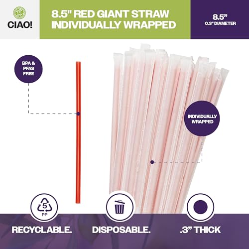 Pitillos Gigantes Rojos Plástico 8.5" 7200 u miniatura 2