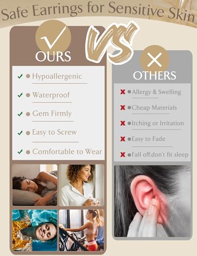 Hypoallergenic 14K Gold Plated Silver Flat Back Earrings for Women - Surgical Stainless Steel Hoop Cartilage Earrings Set Small Flatback Stud Stacks with CZ Charm Helix Conch Tragus Piercing Jewelry 5