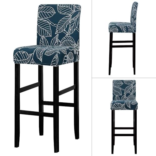 Image of Lellen Bar Stool Chair Covers Set of 2,Jacquard Bar Stool Cover Barstool Covers Slipcovers Stretch Bar Stool Covers with Backs Bar Stool Protector Covers for Kitchen Dining Room Counter Island
