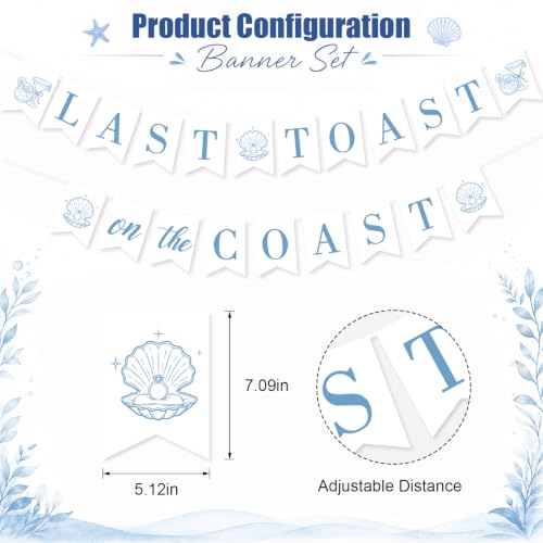 Image of Last Toast on The Coast Banner,Coastal Blue Bachelorette Bridal Shower Sign