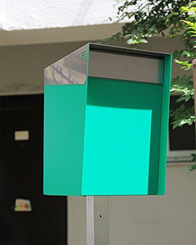 Katanabox Mega Dr - Stainless Steel Post Mount Modern Design Mailbox With Lock And Key Extra Large Letterbox Rust Proof For Modern Home House Apartment Rural Roadside 16" X 11" X 13" (Black) #TOP2